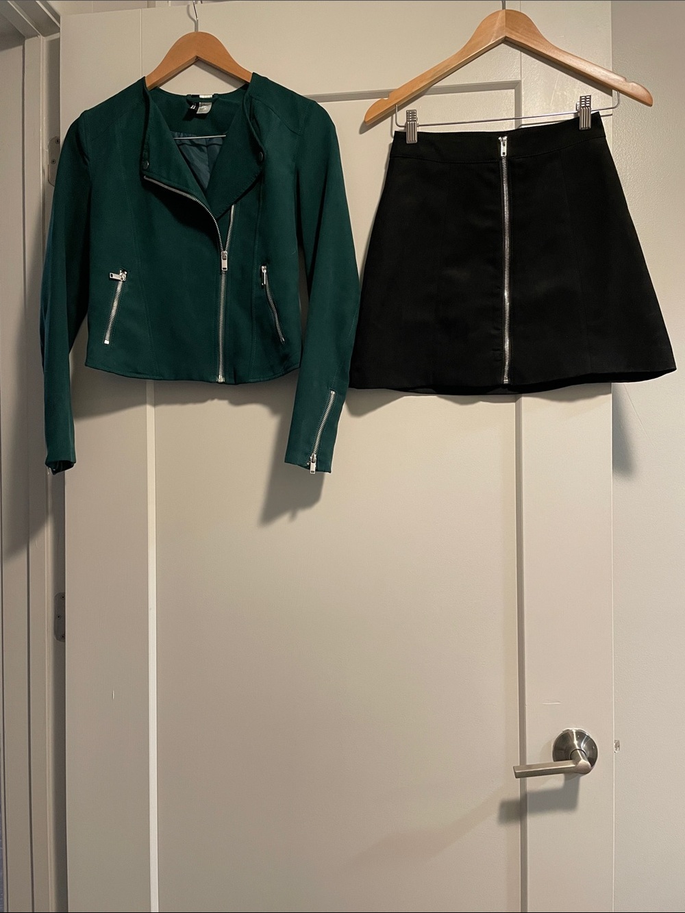 Women’s Suede Moto Jacket and Miniskirt Set